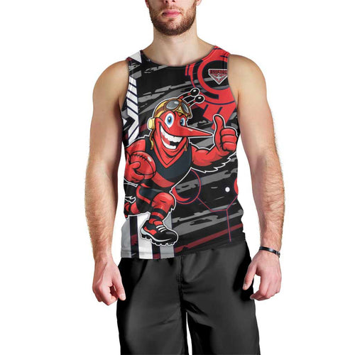 Essendon Football Club Men Tank Top Mascot Cartoon Football Illustration Style