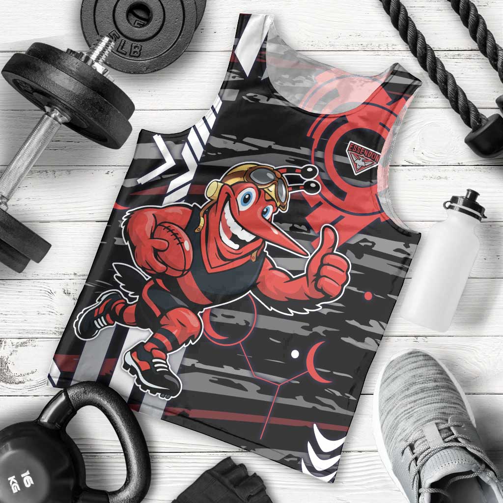 Essendon Football Club Men Tank Top Mascot Cartoon Football Illustration Style