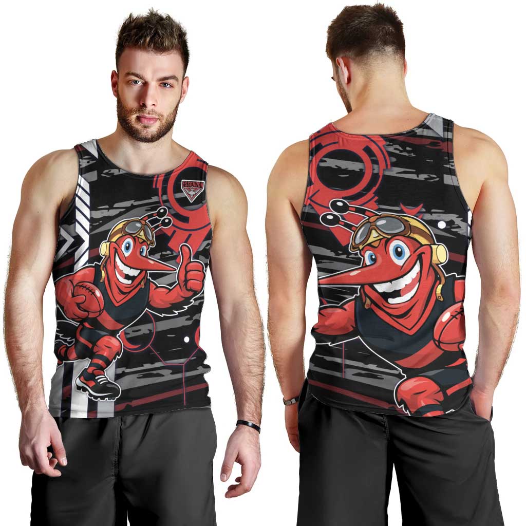 Essendon Football Club Men Tank Top Mascot Cartoon Football Illustration Style