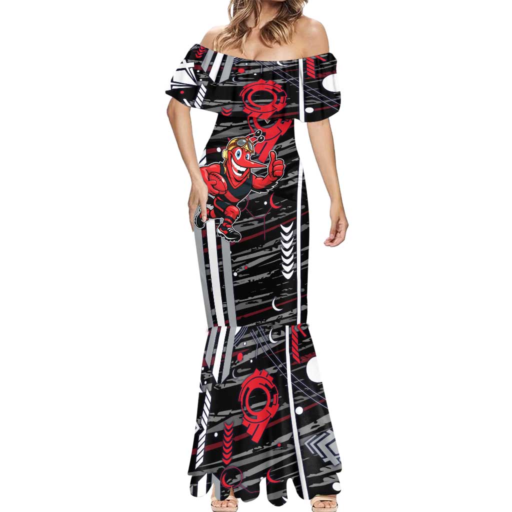 Essendon Football Club Mermaid Dress Mascot Cartoon Football Illustration Style
