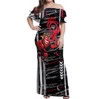 Essendon Football Club Off Shoulder Maxi Dress Mascot Cartoon Football Illustration Style