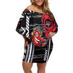 Essendon Football Club Off Shoulder Short Dress Mascot Cartoon Football Illustration Style