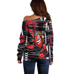 Essendon Football Club Off Shoulder Sweater Mascot Cartoon Football Illustration Style