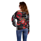 Essendon Football Club Off Shoulder Sweater Mascot Cartoon Football Illustration Style