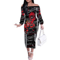 Essendon Football Club Off The Shoulder Long Sleeve Dress Mascot Cartoon Football Illustration Style