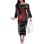 Essendon Football Club Off The Shoulder Long Sleeve Dress Mascot Cartoon Football Illustration Style