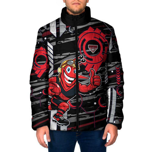Essendon Football Club Padded Jacket Mascot Cartoon Football Illustration Style