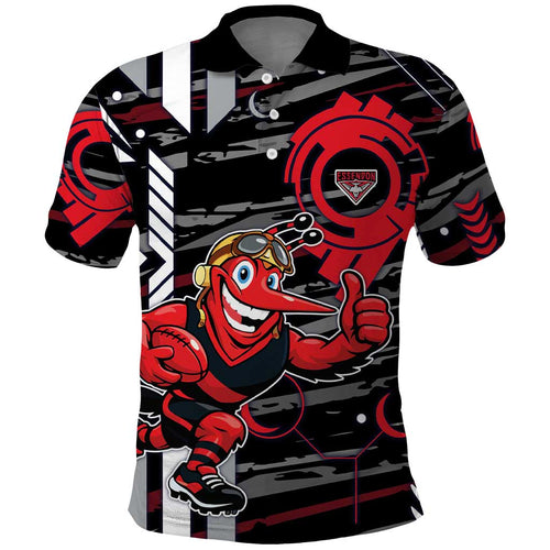Essendon Football Club Polo Shirt Mascot Cartoon Football Illustration Style