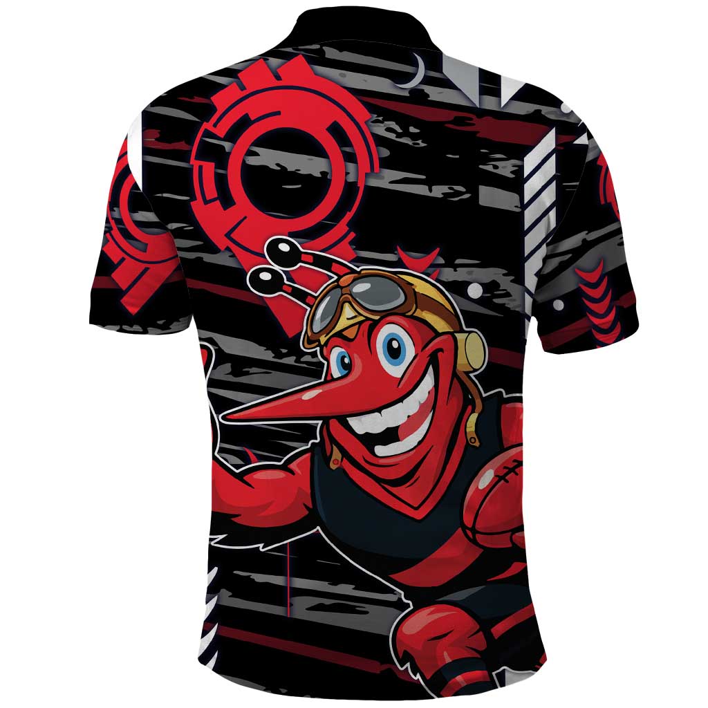 Essendon Football Club Polo Shirt Mascot Cartoon Football Illustration Style