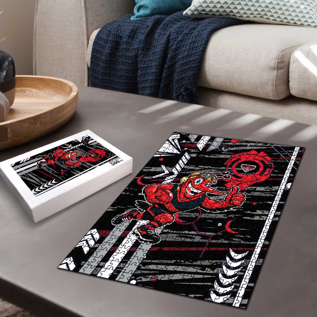 Essendon Football Club Puzzle Mascot Cartoon Football Illustration Style