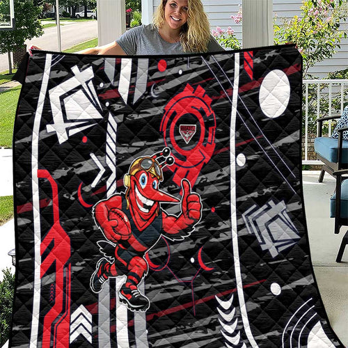 Essendon Football Club Quilt Mascot Cartoon Football Illustration Style