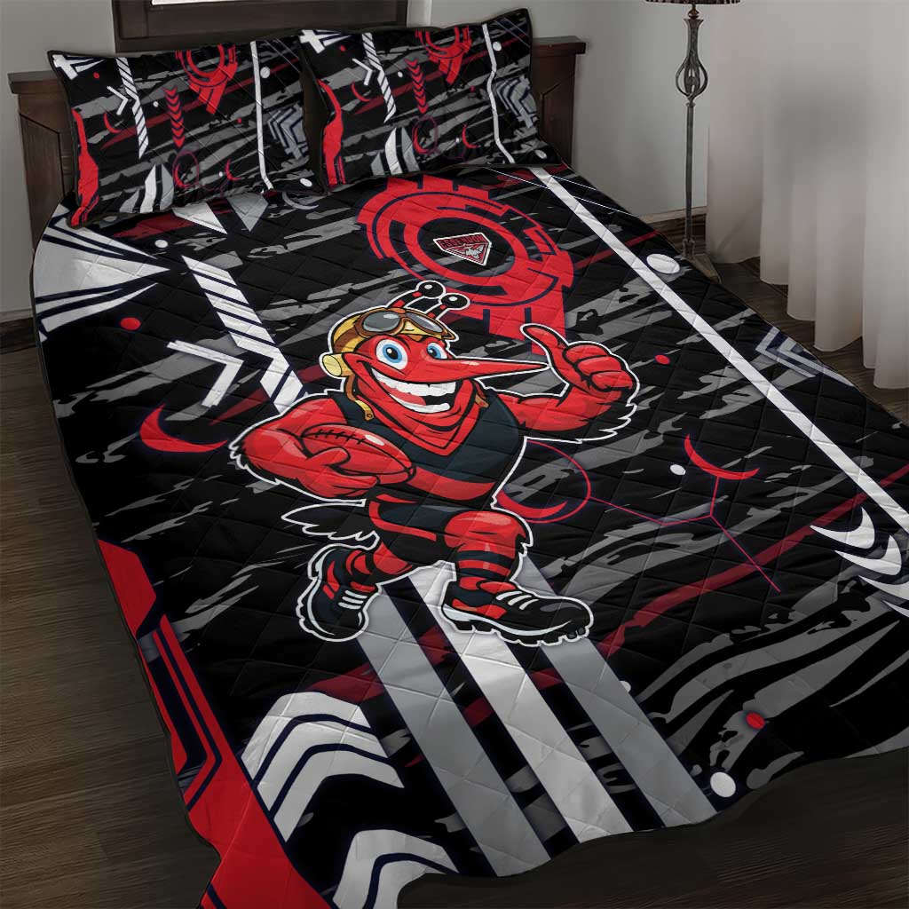 Essendon Football Club Quilt Bed Set Mascot Cartoon Football Illustration Style
