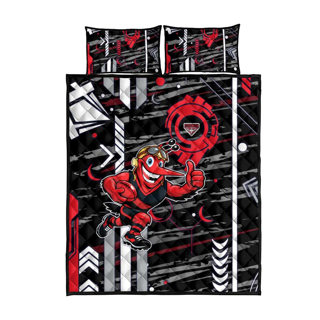 Essendon Football Club Quilt Bed Set Mascot Cartoon Football Illustration Style