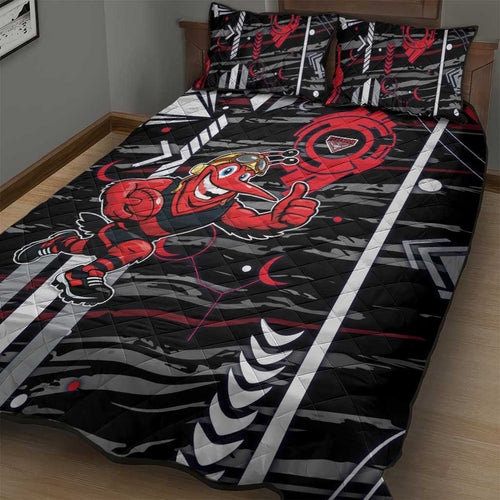 Essendon Football Club Quilt Bed Set Mascot Cartoon Football Illustration Style
