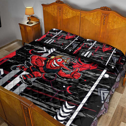 Essendon Football Club Quilt Bed Set Mascot Cartoon Football Illustration Style