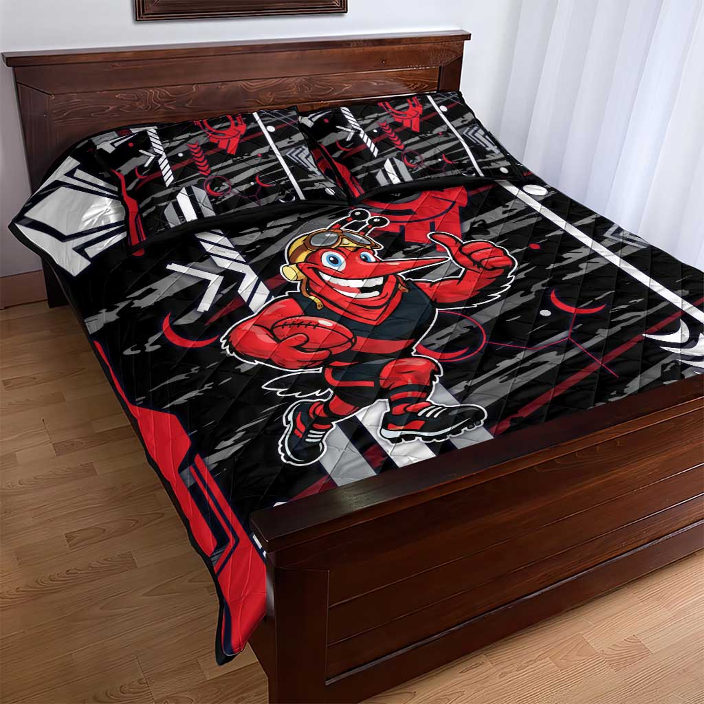 Essendon Football Club Quilt Bed Set Mascot Cartoon Football Illustration Style