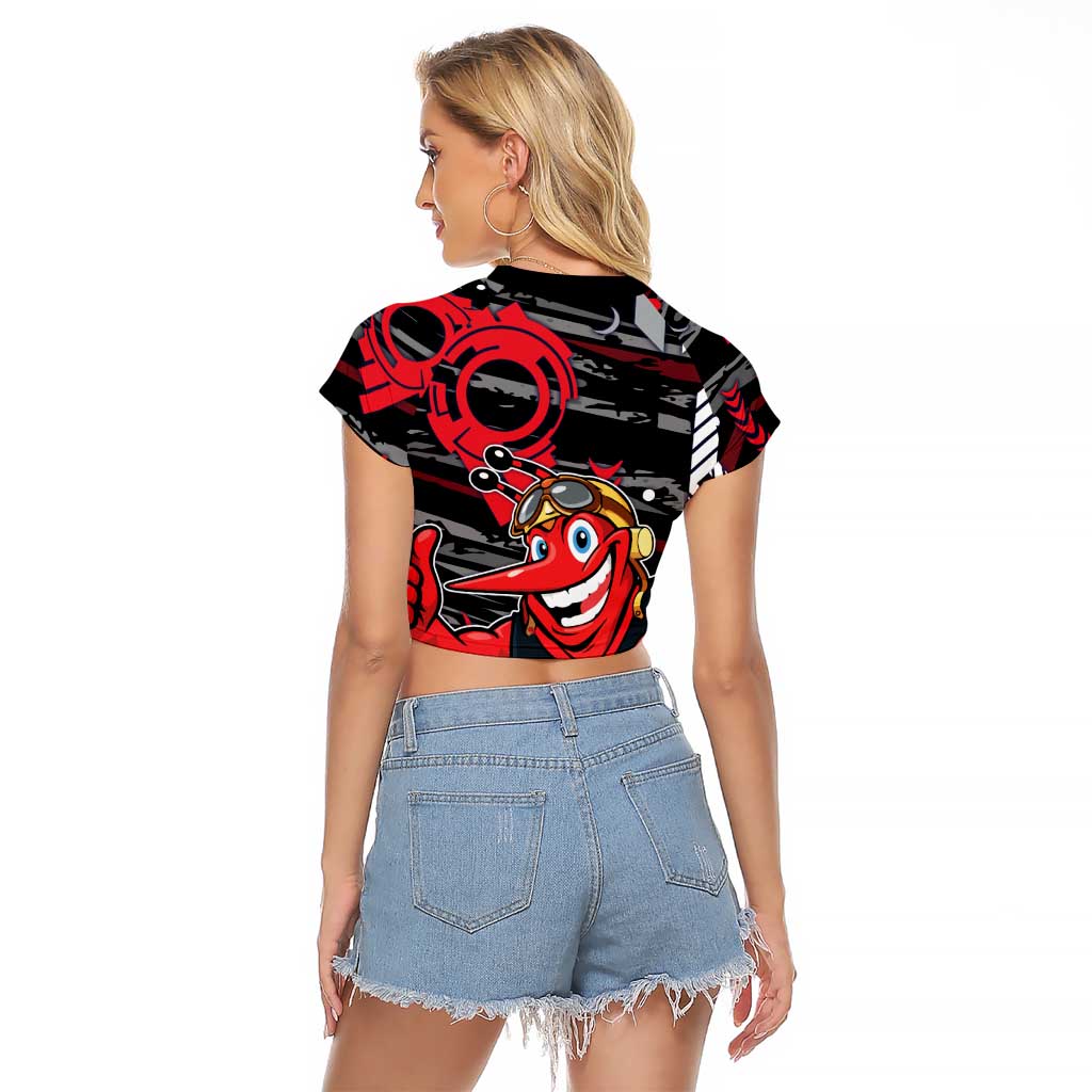 Essendon Football Club Raglan Cropped T Shirt Mascot Cartoon Football Illustration Style
