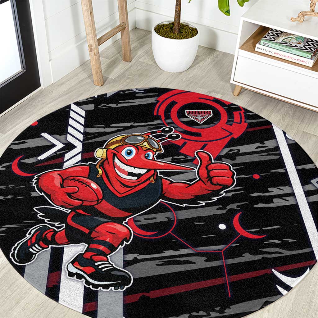 Essendon Football Club Round Carpet Mascot Cartoon Football Illustration Style