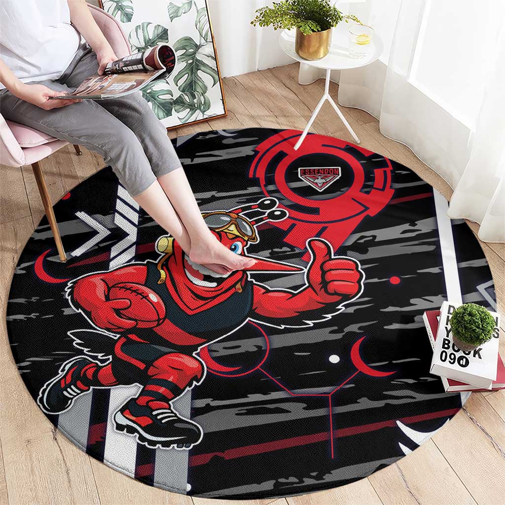 Essendon Football Club Round Carpet Mascot Cartoon Football Illustration Style