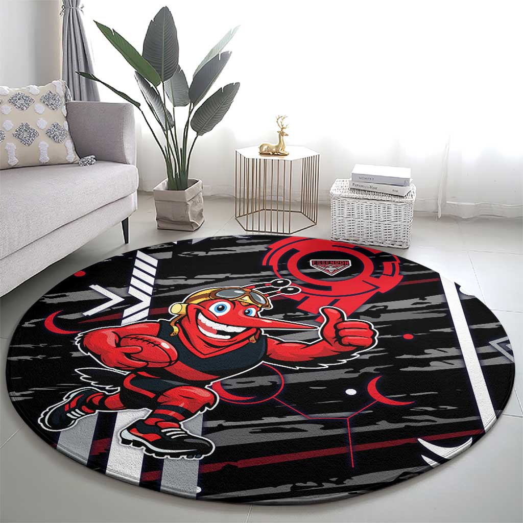 Essendon Football Club Round Carpet Mascot Cartoon Football Illustration Style