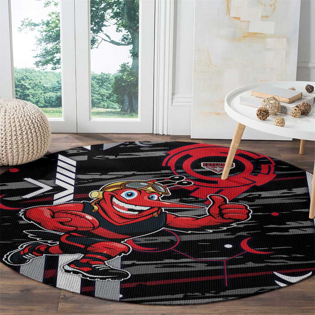 Essendon Football Club Round Carpet Mascot Cartoon Football Illustration Style