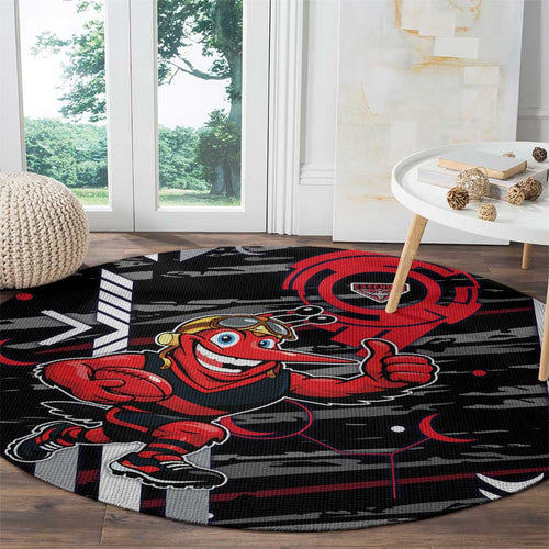 Essendon Football Club Round Carpet Mascot Cartoon Football Illustration Style