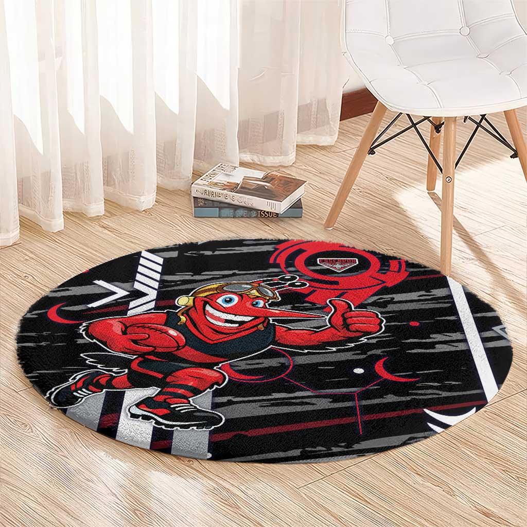 Essendon Football Club Round Carpet Mascot Cartoon Football Illustration Style