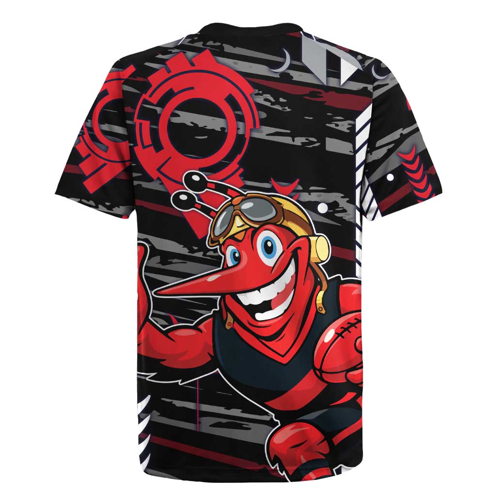 Essendon Football Club Rugby Jersey Mascot Cartoon Football Illustration Style