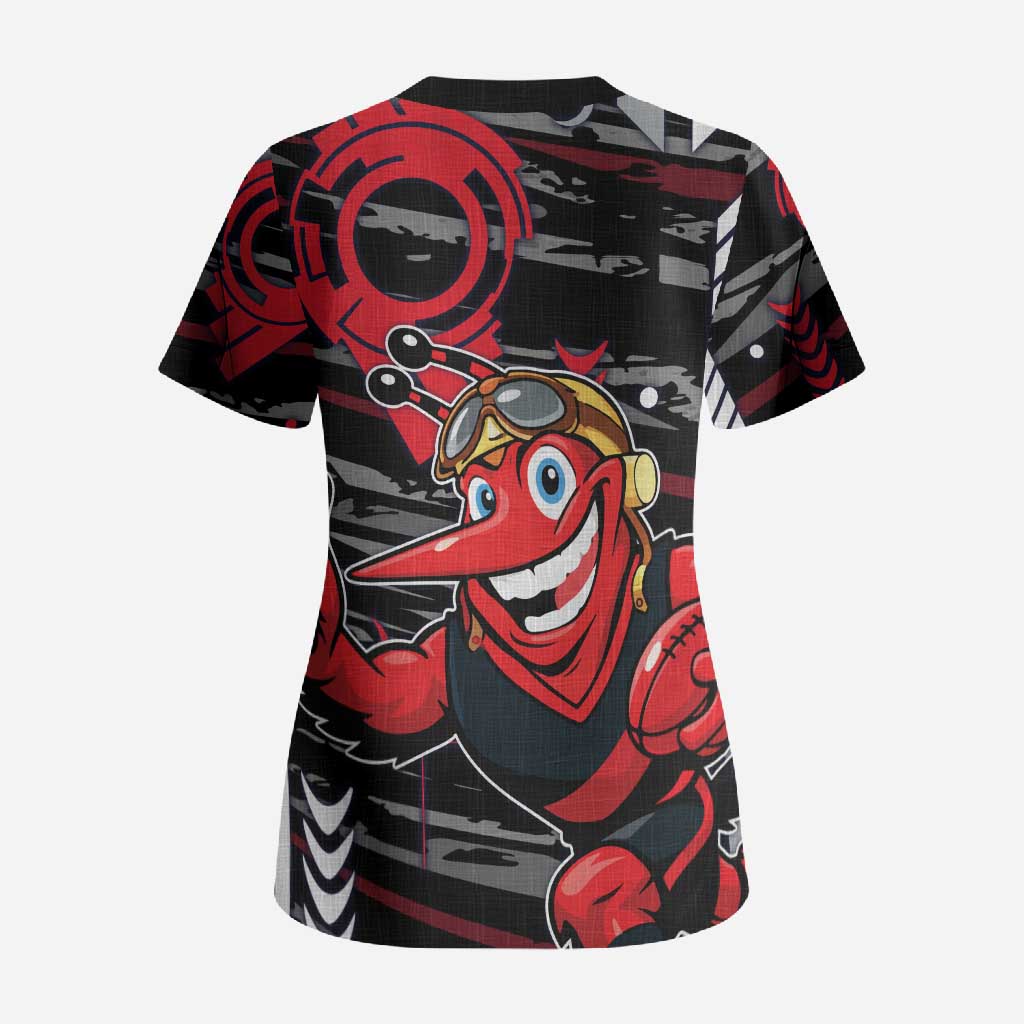 Essendon Football Club Scrub Top Mascot Cartoon Football Illustration Style