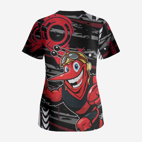 Essendon Football Club Scrub Top Mascot Cartoon Football Illustration Style