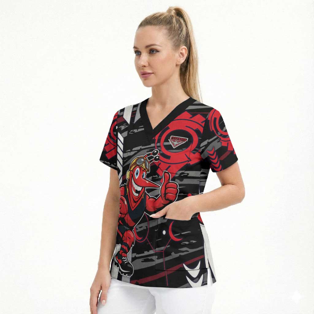 Essendon Football Club Scrub Top Mascot Cartoon Football Illustration Style
