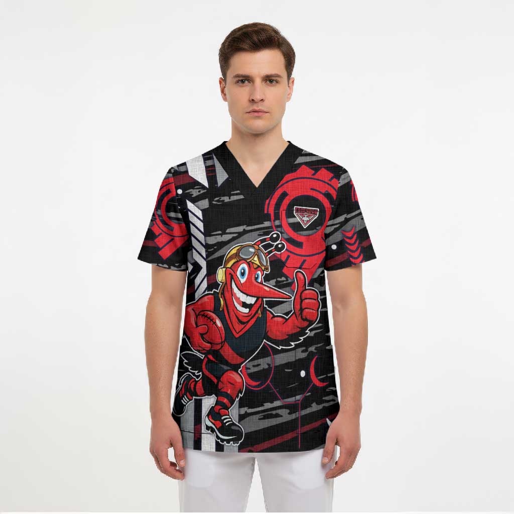 Essendon Football Club Scrub Top Mascot Cartoon Football Illustration Style