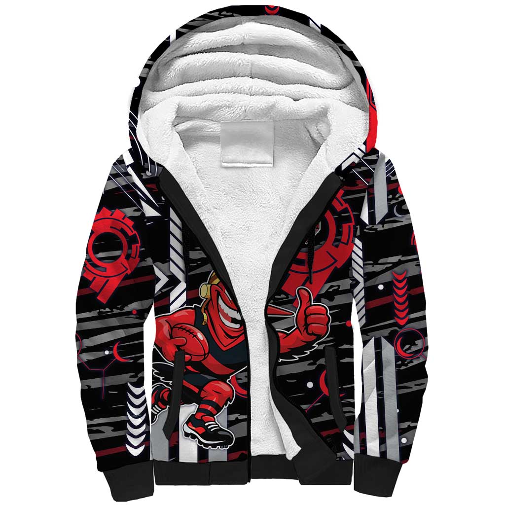 Essendon Football Club Sherpa Hoodie Mascot Cartoon Football Illustration Style