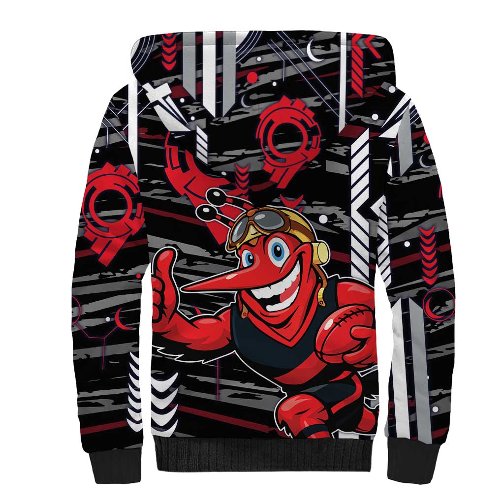 Essendon Football Club Sherpa Hoodie Mascot Cartoon Football Illustration Style