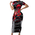 Essendon Football Club Short Sleeve Bodycon Dress Mascot Cartoon Football Illustration Style