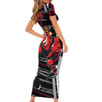 Essendon Football Club Short Sleeve Bodycon Dress Mascot Cartoon Football Illustration Style
