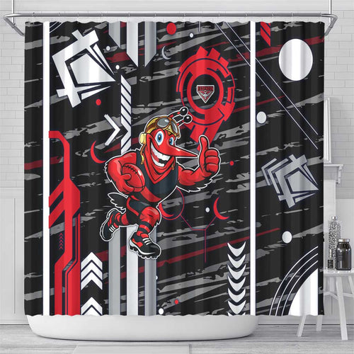 Essendon Football Club Shower Curtain Mascot Cartoon Football Illustration Style