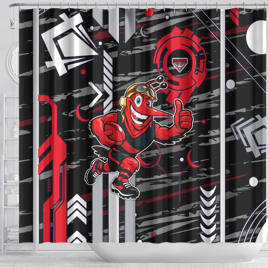 Essendon Football Club Shower Curtain Mascot Cartoon Football Illustration Style