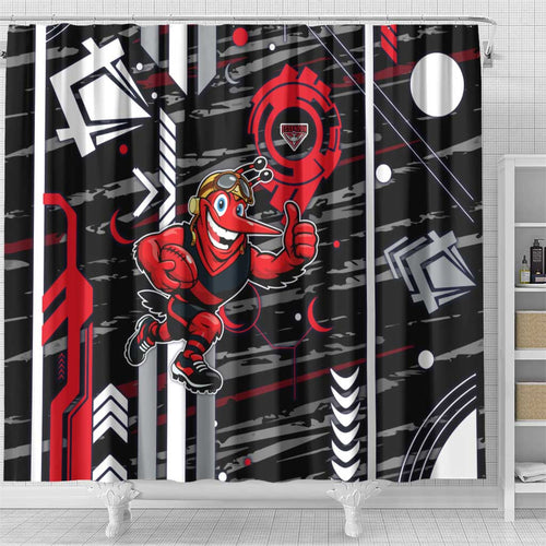 Essendon Football Club Shower Curtain Mascot Cartoon Football Illustration Style