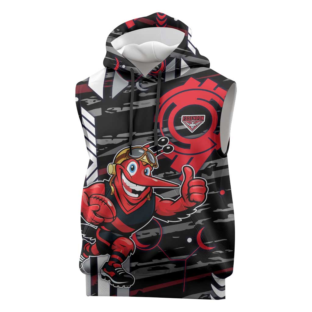 Essendon Football Club Sleeveless Hoodie Mascot Cartoon Football Illustration Style