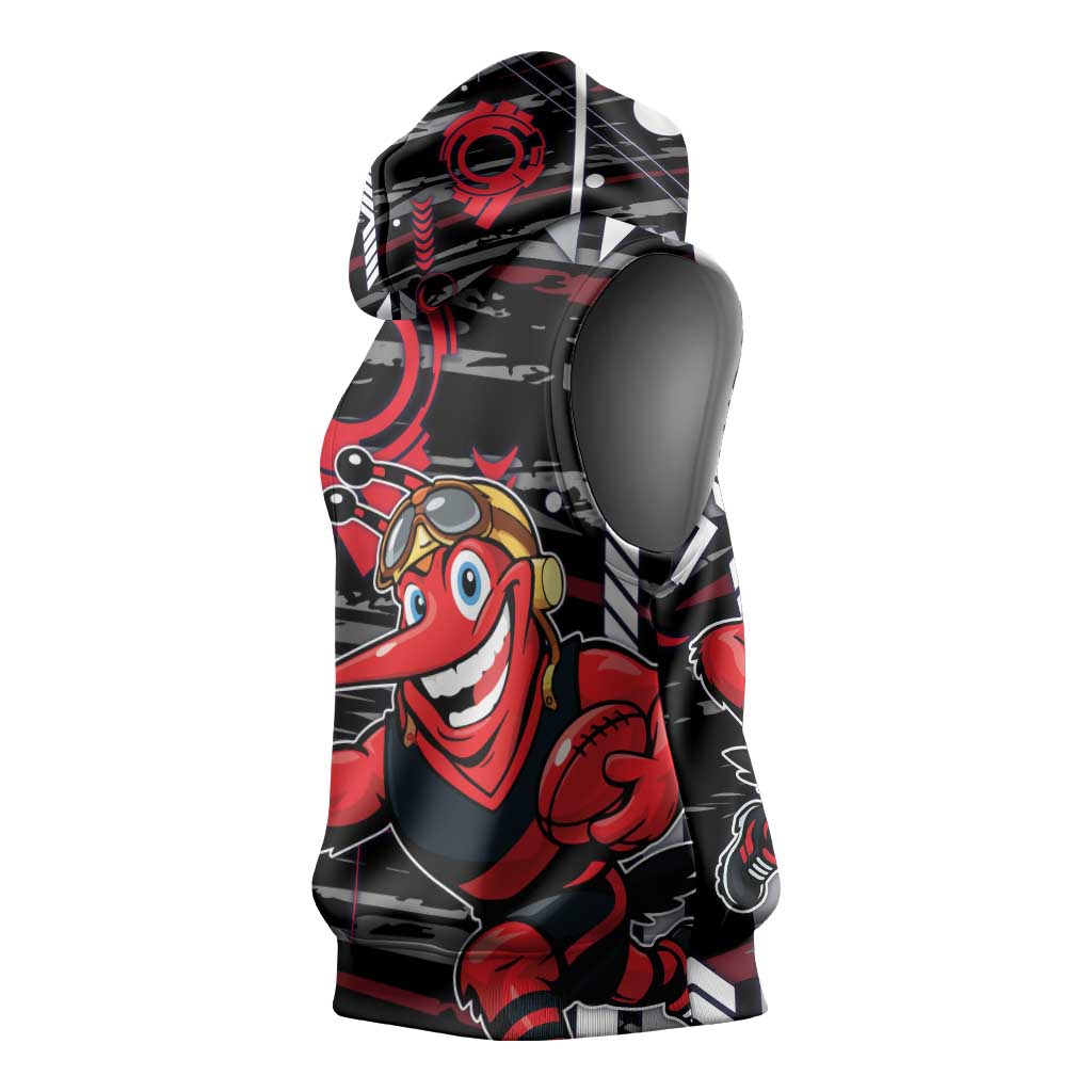 Essendon Football Club Sleeveless Hoodie Mascot Cartoon Football Illustration Style
