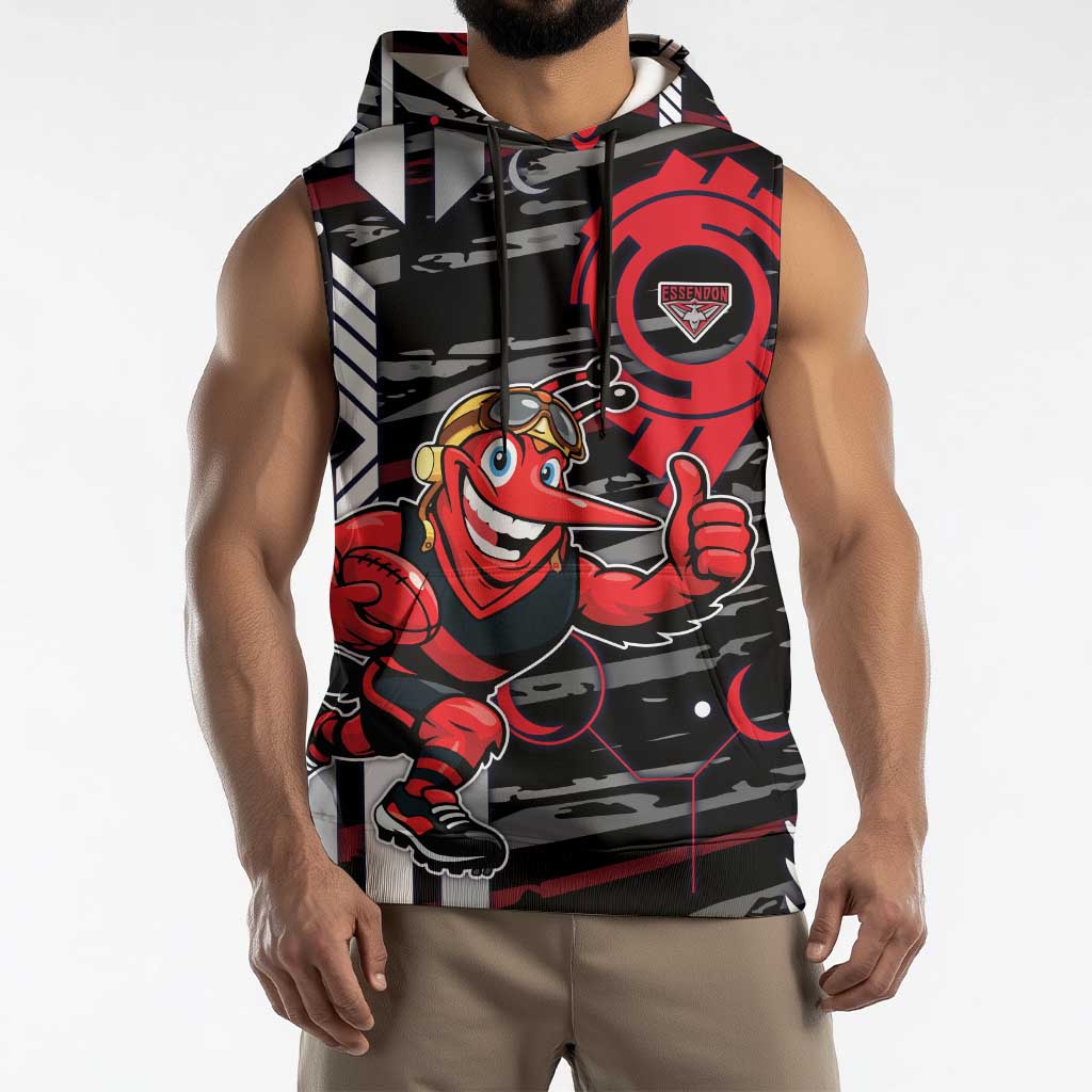 Essendon Football Club Sleeveless Hoodie Mascot Cartoon Football Illustration Style