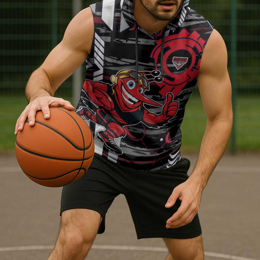 Essendon Football Club Sleeveless Hoodie Mascot Cartoon Football Illustration Style