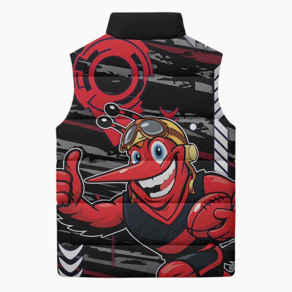 Essendon Football Club Sleeveless Puffer Jacket Mascot Cartoon Football Illustration Style