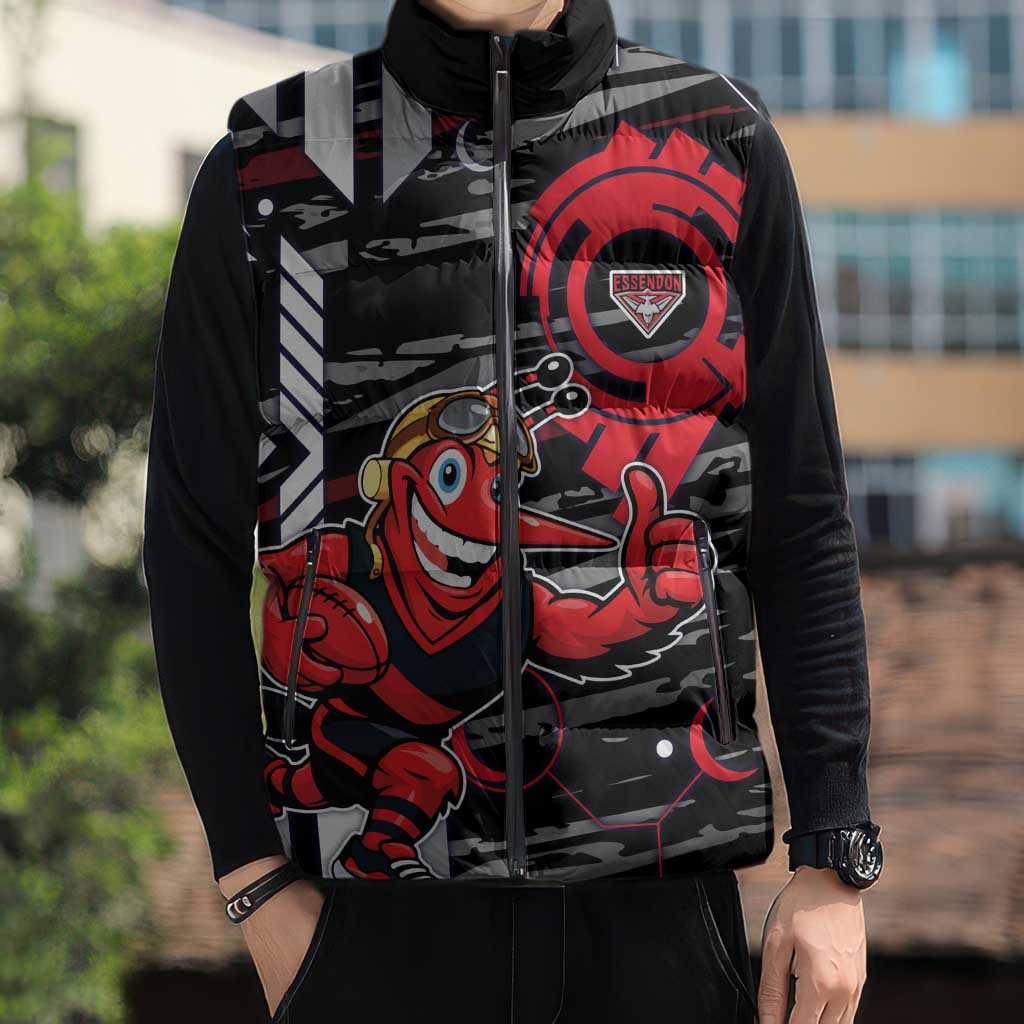 Essendon Football Club Sleeveless Puffer Jacket Mascot Cartoon Football Illustration Style