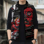 Essendon Football Club Sleeveless Puffer Jacket Mascot Cartoon Football Illustration Style
