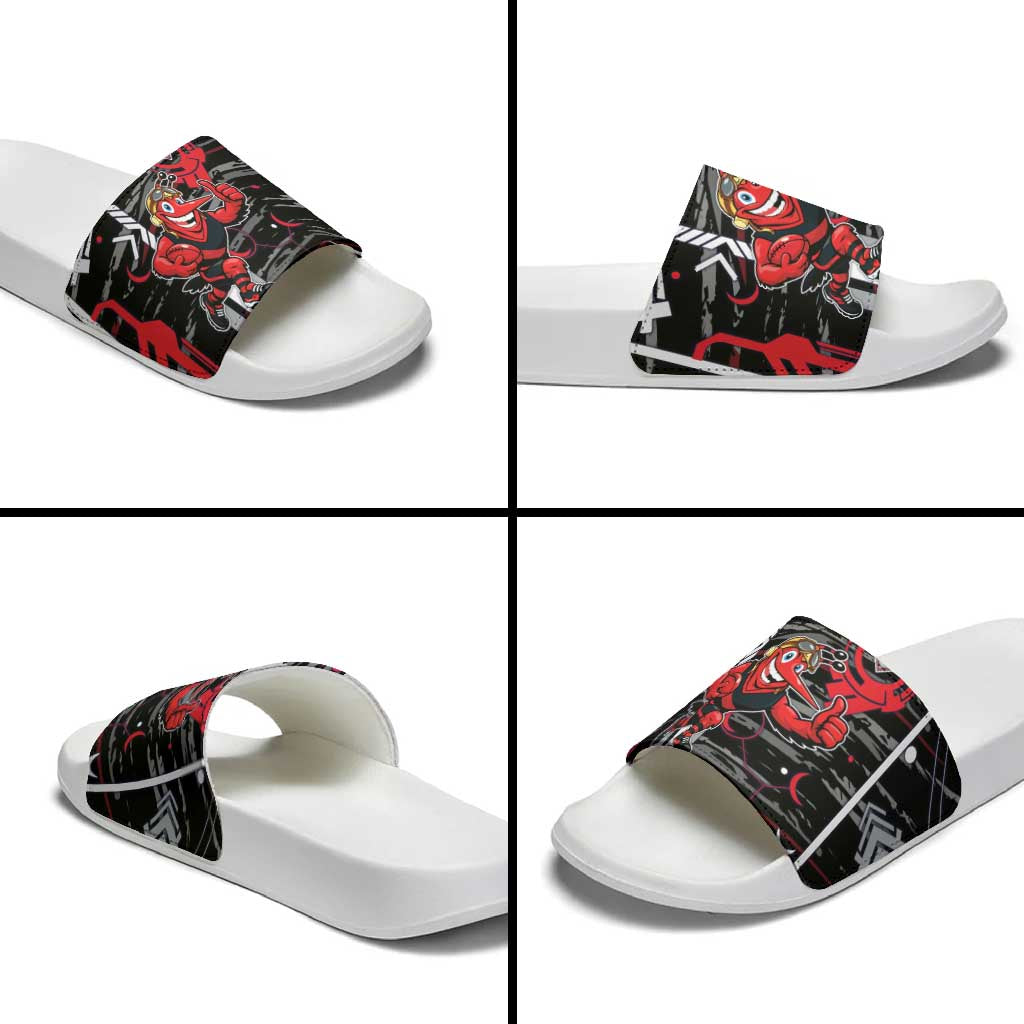Essendon Football Club Slide Sandals Mascot Cartoon Football Illustration Style