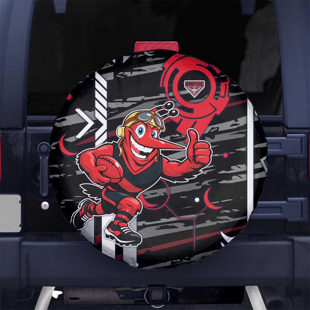 Essendon Football Club Spare Tire Cover Mascot Cartoon Football Illustration Style