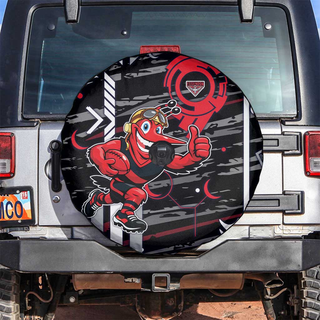 Essendon Football Club Spare Tire Cover Mascot Cartoon Football Illustration Style