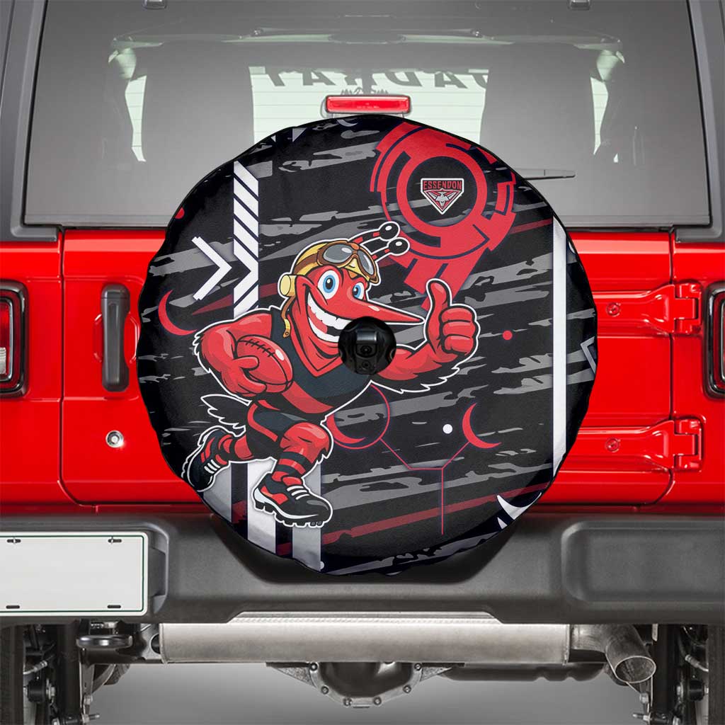 Essendon Football Club Spare Tire Cover Mascot Cartoon Football Illustration Style